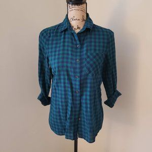 Blue-Green Checkered Top